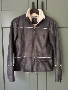 Prana Esme Gray Faux Shearling Moto Jacket